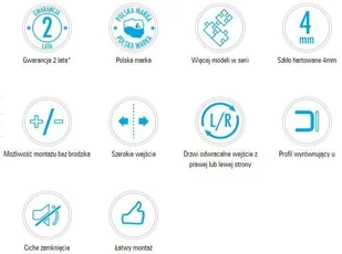 Deante Flex 90x185 szronione KTL 611D - Ścianki i drzwi prysznicowe - miniaturka - grafika 4