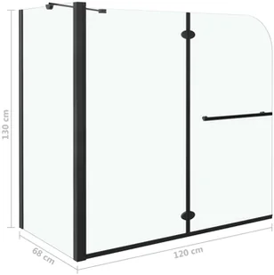 VidaXL Podwójnie składany parawan na wannę, ESG, 120x68x130 cm, czarny 147190         VidaXL - Parawany nawannowe - miniaturka - grafika 7