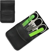 Zestawy do manicure i pedicure - Mont Bleu 5-częściowy zestaw do manicure w etui ze sztucznej skóry, prosty czarny Green MS-070.C5 - miniaturka - grafika 1