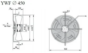 Wentylator przemysłowy osiowy 450mm YWF-4E-450B-102/60-G - tłoczący + Regulator obrotów Wentylator tłoczący 450mm + Regulator obrotów - Wentylatory przemysłowe - miniaturka - grafika 3