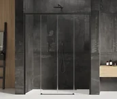 Ścianki i drzwi prysznicowe - New Trendy Drzwi wnękowe prysznicowe przesuwne 150x200 PRIME BLACK D-0342A D-0342A - miniaturka - grafika 1