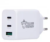 Ładowarki do telefonów - Silver Monkey Silver Monkey Ładowarka sieciowa GAN 65W USB-C PD USB A QC 3.0 - miniaturka - grafika 1