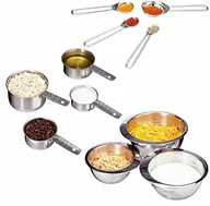 Pozostałe akcesoria kuchenne - Relaxdays zestaw 11 miarek kuchennych, miarka, łyżka pomiarowa, miska do mieszania, grawerowana, amerykańskie miseczki, stal szlachetna, srebrna, standardowa (10023450) - miniaturka - grafika 1