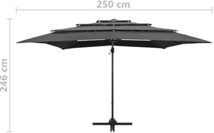 vidaXL 4-poziomowy parasol na aluminiowym słupku, antracyt, 250x250 cm 313822 - Parasole ogrodowe - miniaturka - grafika 9