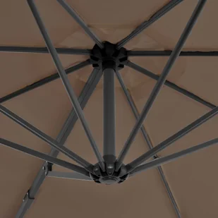 vidaXL Parasol wiszący z aluminiowym słupkiem, 300 cm, taupe - Parasole ogrodowe - miniaturka - grafika 3