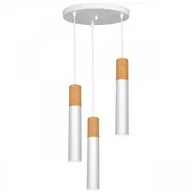 Lampy sufitowe - Luminex Cassa 1964 lampa wisząca zwis 3x60W GU10 biała/drewniana - miniaturka - grafika 1