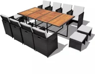 Meble ogrodowe - 13-cz. zestaw mebli ogrodowych, rattan PE i akacja, czarny - miniaturka - grafika 1