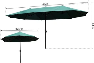 Outsunny PARASOL PRZECIWSŁONECZNY OGRODOWY PODWÓJNY Z KORBKĄ RĘCZNĄ zielony owalny 460 x 270 x 240 cm - Parasole ogrodowe - miniaturka - grafika 2