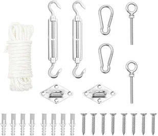 vidaXL 9-cz zestaw akcesoriów do montażu żagla ogrodowego stal 310244 - Pozostałe meble ogrodowe - miniaturka - grafika 2