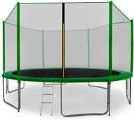 Trampoliny - Aga Sport Pro Trampolina 400 cm ciemnozielona + siatka ochronna + drabinka + kieszeń na buty - miniaturka - grafika 1