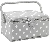 Decoupage - Hobby Gift Hobbygift szkatułka na przybory do szycia, mieszanka bawełny, kolor szary z białymi punktami, rozmiar: średni MRM\137 - miniaturka - grafika 1