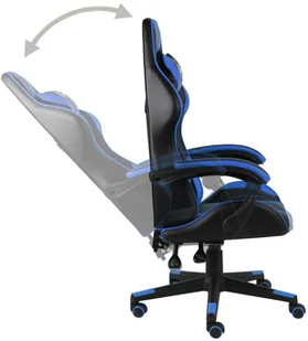 vidaXL Fotel dla gracza, czarno-niebieski, sztuczna skóra vidaXL - Fotele gamingowe - miniaturka - grafika 3