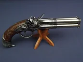 Repliki - broń - Denix SA REPLIKA TRZY LUFOWY PISTOLET NA STOJAKU MODEL 1307+800 1307+800 - miniaturka - grafika 1