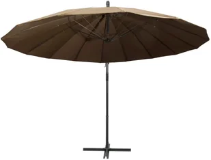 vidaXL Wiszący parasol ogrodowy taupe 3 m słupek aluminiowy 47223 - Parasole ogrodowe - miniaturka - grafika 5