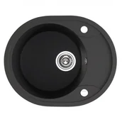 Zlewozmywaki - Laveo Dafne granitowy 58x47 cm 1-komorowy z półociekaczem granit SGD783T - miniaturka - grafika 1