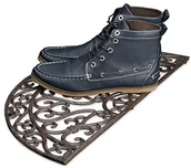 Wycieraczki - Relaxdays wycieraczka ze szczotką, owalna, w stylu secesyjnym, z wytrzymałego metalu z antypoślizgowymi nóżkami, pasuje do stylu dworkowego (10020112_469) - miniaturka - grafika 1