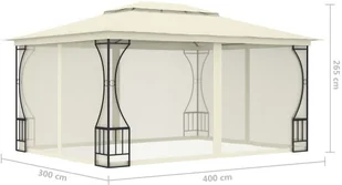 vidaXL Altana ogrodowa z zasłonami, 300x400x265 cm, kremowa - Altany ogrodowe - miniaturka - grafika 6
