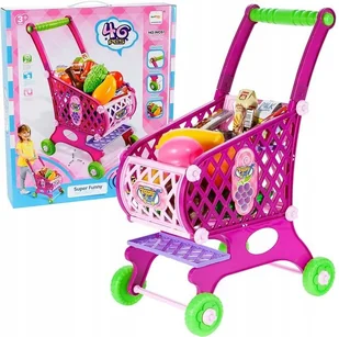 Wózek Sklepowy Na Zakupy Z Produktami Różowy - Zabawy w naśladowanie dorosłych - miniaturka - grafika 5