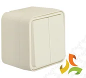 Wyłączniki światła i elektryczne - Hager BERKER W.1 Wyłącznik przyciskowy 2-klawiszowy seryjny (świecznikowy) osobne zaciski wejściowe IP55 biały 50753512 - miniaturka - grafika 1