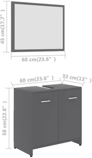 vidaXL vidaXL Zestaw mebli łazienkowych, szary, płyta wiórowa 8720286015551 - Meble łazienkowe - miniaturka - grafika 7