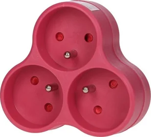 Rozgałęziacz 3x2PIZ różowy ORNO - Przedłużacze i rozgałęźniki - miniaturka - grafika 2