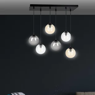 EULUNA Lampa wisząca Glassy 6-pkt. prosta grafit/bursztyn - Lampy sufitowe - miniaturka - grafika 2