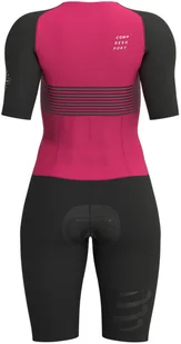 CompresSport Strój triathlonowy damski AERO SS TRISUIT czarno-różowy - Bielizna sportowa męska - miniaturka - grafika 2