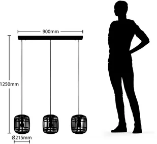 Lindby Canyana lampa wisząca, 3-punktowa, czarna - Lampy sufitowe - miniaturka - grafika 5