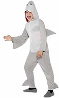 Stroje karnawałowe - SMIFFYS Kostium dziecięce unisex rekina, komputer wielofunkcyjny All-in-One z kapturem i płetwy, rozmiar: L, 44072, szary 44071L - miniaturka - grafika 1
