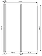 Parawany nawannowe - Rea Agat 2 Parawan wannowy 100x140 cm profile chrom szkło transparent W0300 - miniaturka - grafika 1