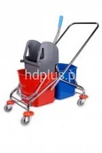 Wózki serwisowe - CleanPro Wózek na stelażu niklowanym na kółkach, dwa wiadra 20L , wyciskarka (357965) - miniaturka - grafika 1