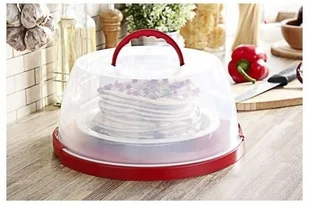 Plast Team POLAND SP. Z O.O. Pojemnik Na Ciasto Z Rączką Czerwony 1865 TEA000412 - Pojemniki kuchenne - miniaturka - grafika 2