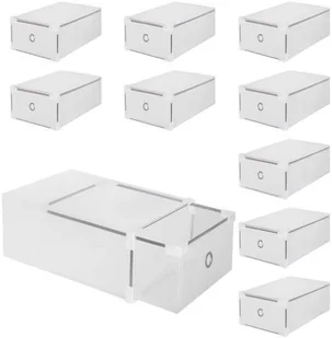 Springos Pudełko na buty z szufladą 34x22,5x13 cm biały organizer zestaw 10 szt. 10x HA3001 - Pudła i pojemniki do przechowywania - miniaturka - grafika 2