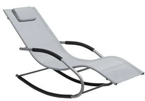 Beliani Leżak ogrodowy szary tekstylny bujany CARANO - Leżaki ogrodowe - miniaturka - grafika 2