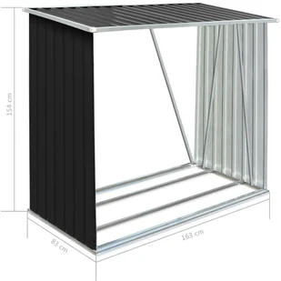 vidaXL Wiata na drewno, stal galwanizowana, 163x83x154 cm, antracytowa - Garaże i wiaty - miniaturka - grafika 8