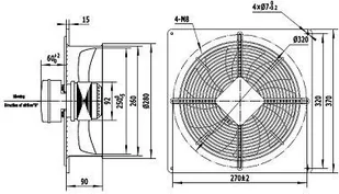 Wentylator przemysłowy wyciągowy YWF-2E-250B-92/25-B + Regulator obrotów Wentylator wyciągowy 250mm + Regulator obrotów - Wentylatory przemysłowe - miniaturka - grafika 2