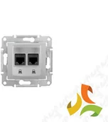 Gniazdka elektryczne - Schneider Electric SEDNA Gniazdo komputerowe 2 podwójne 2xRJ45 kat.6 STP aluminium SDN5000160 SDN5000160/SCH - miniaturka - grafika 1