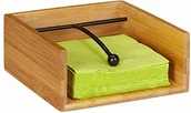 Obrusy i serwetki - Relaxdays stojak na serwetki, bambus, z obciążnikiem, na serwetki 25 x 25 cm, płaski stół, stojak na serwetki, naturalny, 17 x 16 x 7 cm - miniaturka - grafika 1