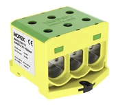 Kostki, złączki, wtyczki - Geberit MOREK szynowa 25-150mm2 żół-ziel 6 otwor AL/CU TH35 1P MAA3150Y10 Morek 4368 MAA3150Y10 - miniaturka - grafika 1