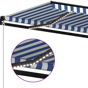 VidaXL Lumarko Ręcznie zwijana markiza z LED, 350 x 250 cm, niebiesko-biała! 3069081 VidaXL - Markizy - miniaturka - grafika 5