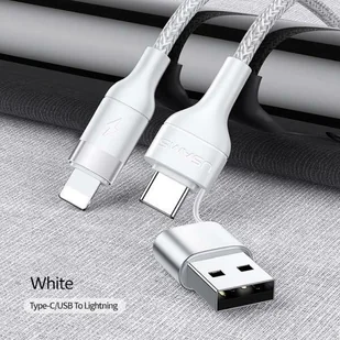 USAMS Kabel pleciony U31 USB-C/USB na lightning 30W PD Fast Charge biały/white SJ404USB02 (US-SJ404) - Kable USB - miniaturka - grafika 2