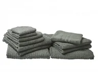 Ręczniki - Beliani Komplet 11 ręczników bawełniany szary ATAI - miniaturka - grafika 1