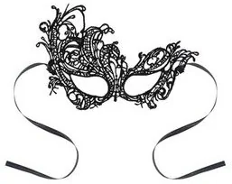 GoDan Maseczka ażurowa, czarna - Dodatki do strojów karnawałowych - miniaturka - grafika 3