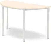 Meble do szkół i przedszkoli - AJ Produkty Stół BORS, półokrągły, 1200x600x720 mm, laminat brzoza, biały - miniaturka - grafika 1