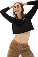 Koszulki i topy damskie - Vans t-shirt damski JUNIOR V LS CROPPED TEE Black - miniaturka - grafika 1