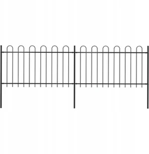 Vidaxl z zaokrąglonymi końcami, stalowe, 3,4 x 1 m, czarne - Ogrodzenia - miniaturka - grafika 2