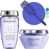 Zestawy kosmetyków damskich - Kerastase Blond Absolu - zestaw do włosów farbowanych na blond, szampon 250ml, maska 200ml i szczotka Olivia Garden Fingerbrush 12/zestaw - miniaturka - grafika 1