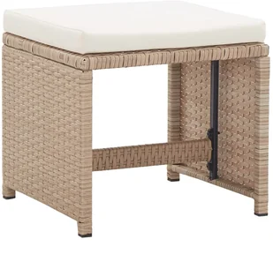 vidaXL Stołki barowe, 2 szt., z poduszkami, polirattan, beżowe - Fotele i krzesła ogrodowe - miniaturka - grafika 2