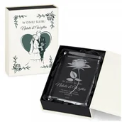 Gadżety dla niej i dla niego - Murrano Kryształ 3D Grawerowany Róża w Personalizowanym Opakowaniu na Ślub KRSZ-R1-007 - miniaturka - grafika 1