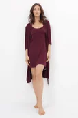 Szlafroki damskie - Luisa Moretti Koszula nocna damska ERICA ze szlafrokiem Jagodowy S LM_6181 - miniaturka - grafika 1
